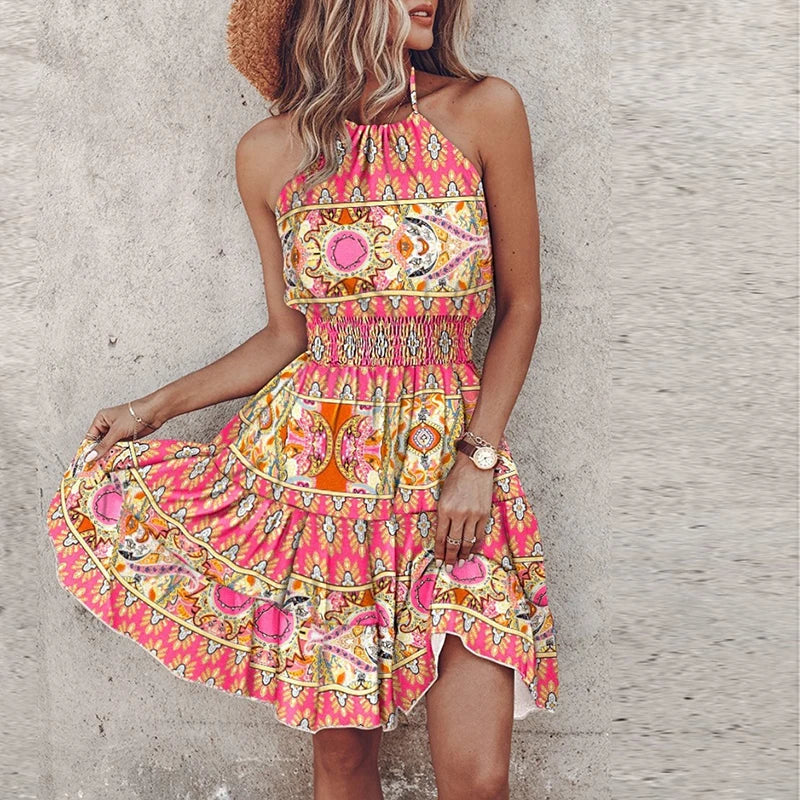 JO | Backless, irregularly printed mini dress
