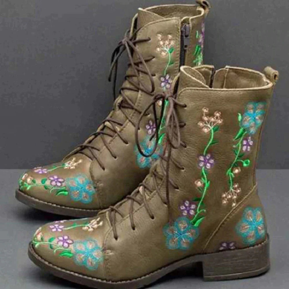 JO | Casual floral lace-up boots