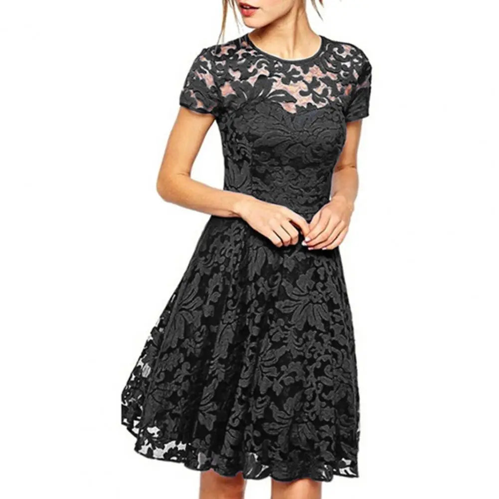 JO | Elegant plus size summer mini dress A-line round neckline style