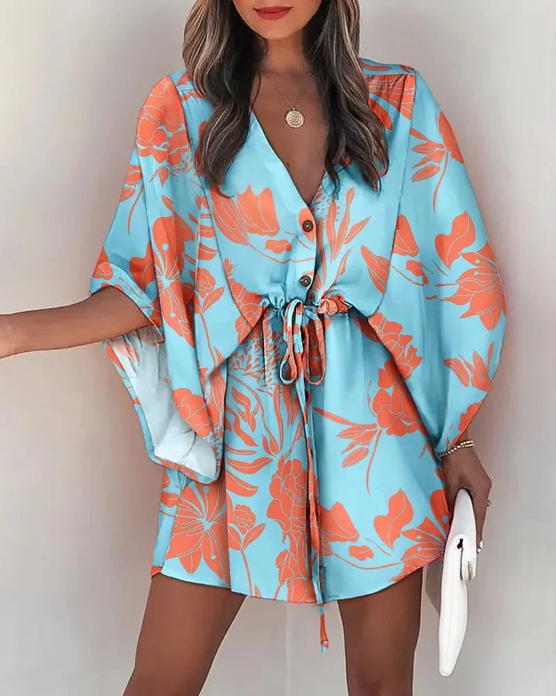 JO | V-neck shirt dress with flounce sleeves in summer fashion