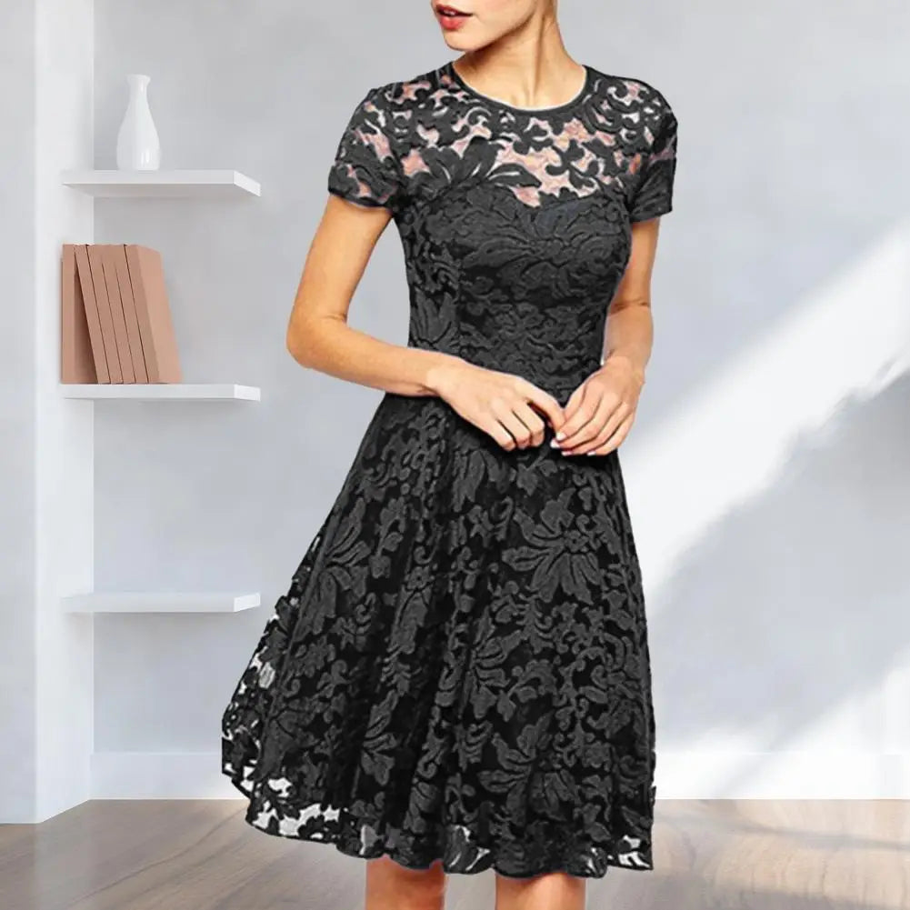 JO | Elegant plus size summer mini dress A-line round neckline style