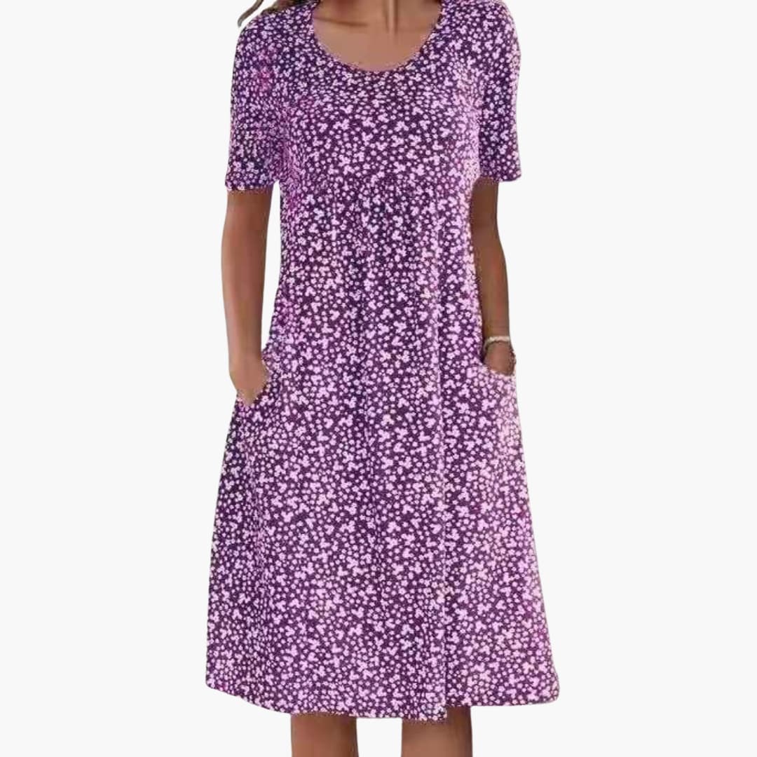 JO | Women's boho midi dress with short sleeves and pockets