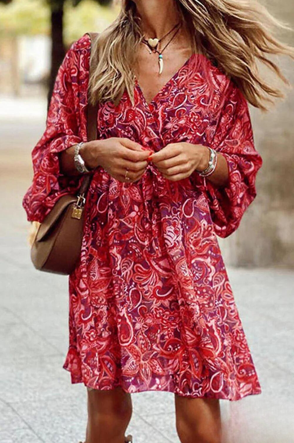 JO | Floral mini dress with V-neckline