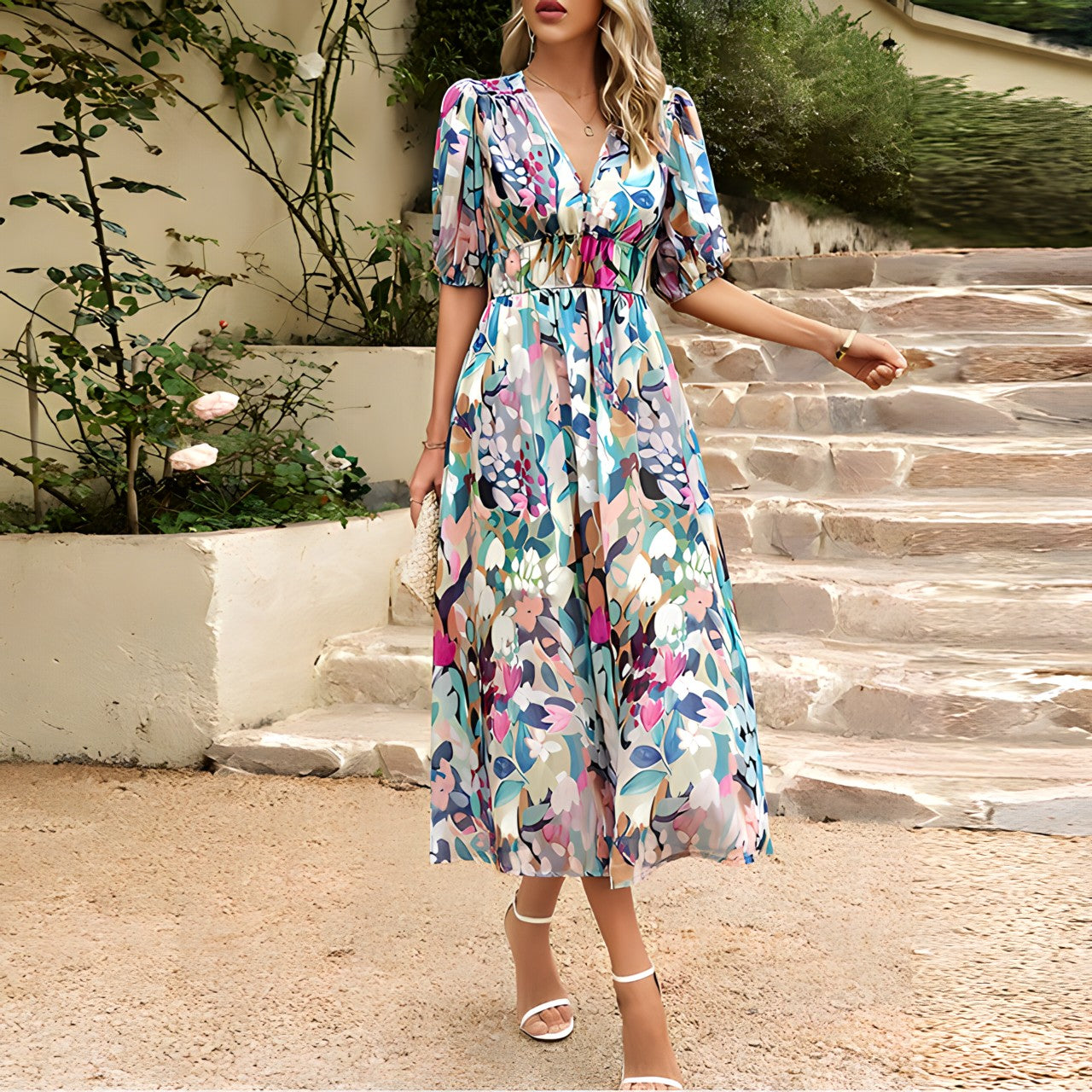JO | Midi dress with V-neck
