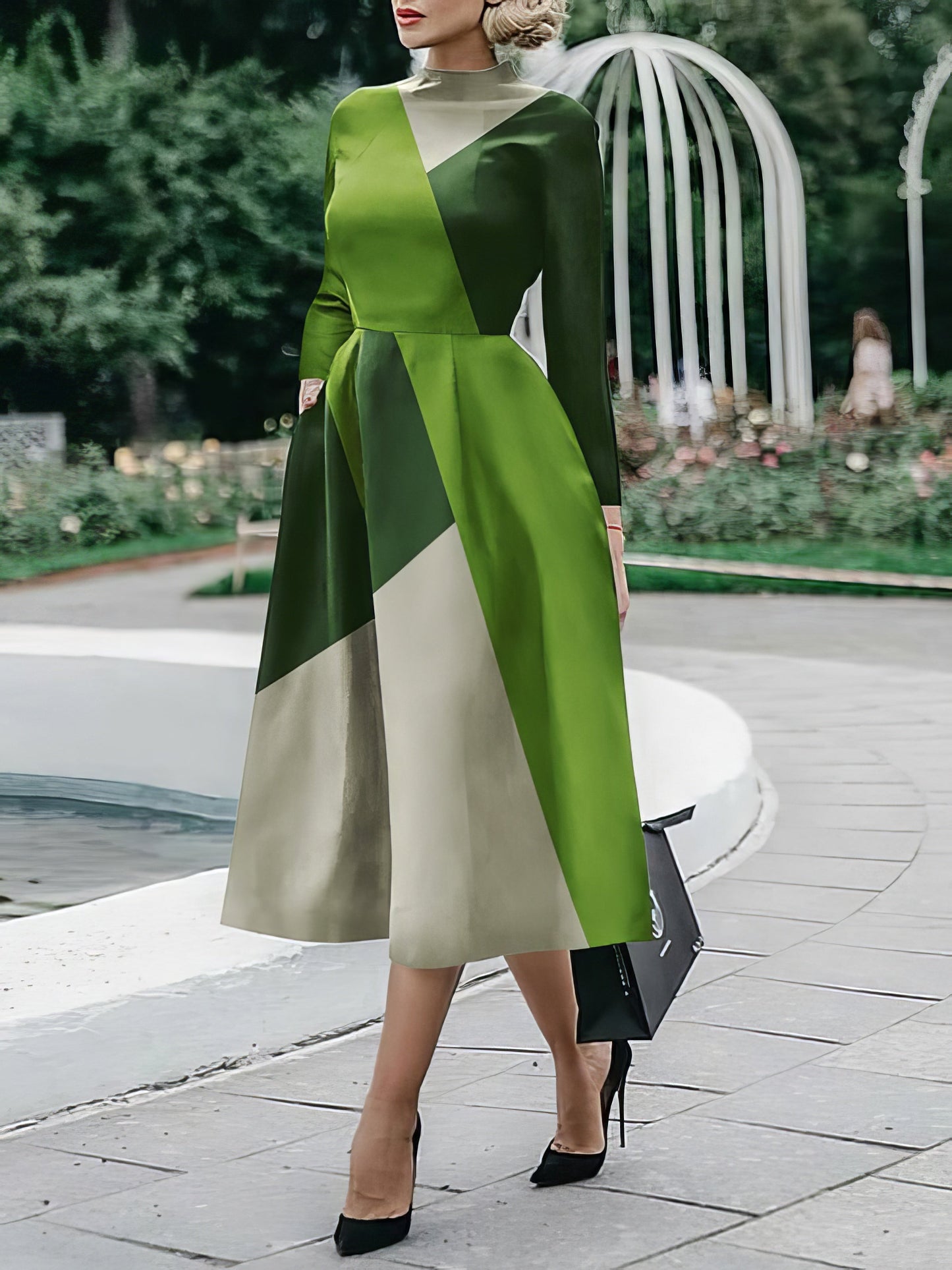 JO | Long-sleeved, printed midi dress