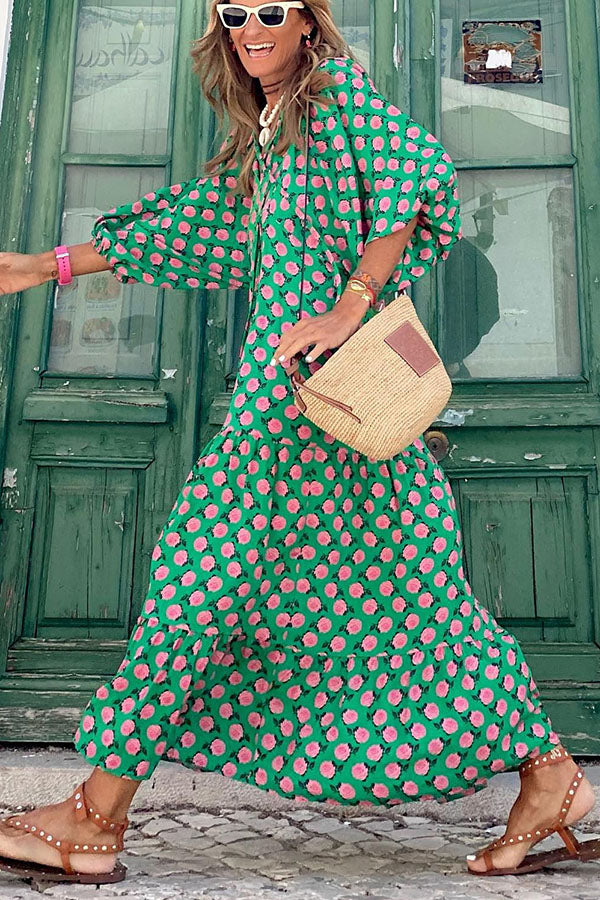 JO | Midi dress with puff sleeves