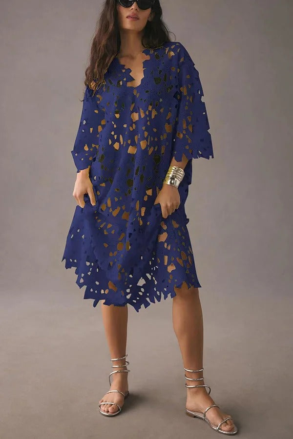 JO | I Belong Here Floral Eyelet Lace Cover Up Beach Midi Dress