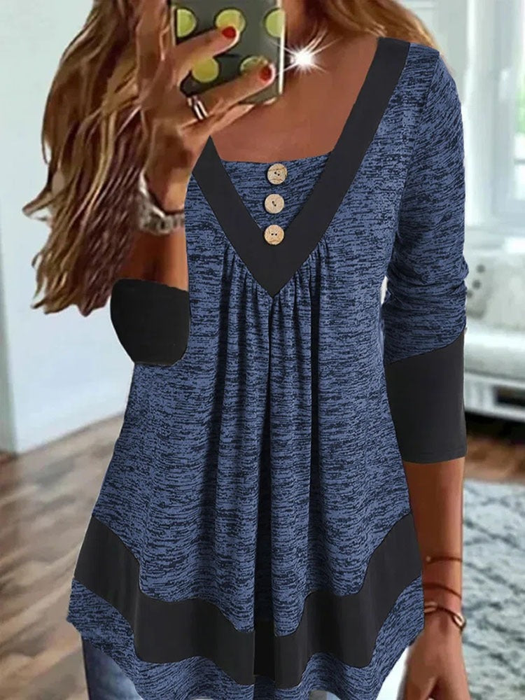 JO | Casual women's T-shirt with V-neck and pullover print