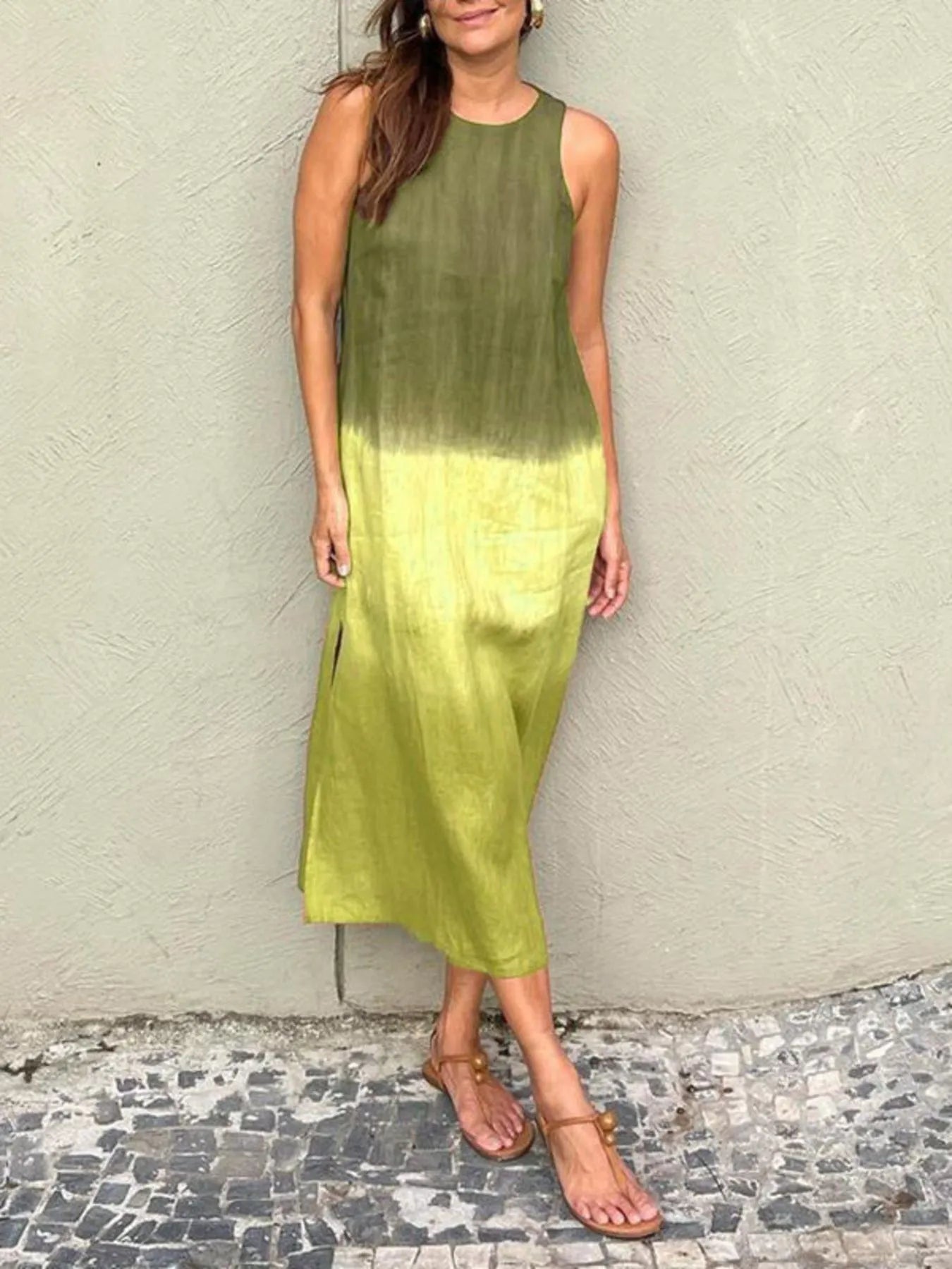 JO | Full Size Sleeveless Gradient Tank Midi Dress Plus Size
