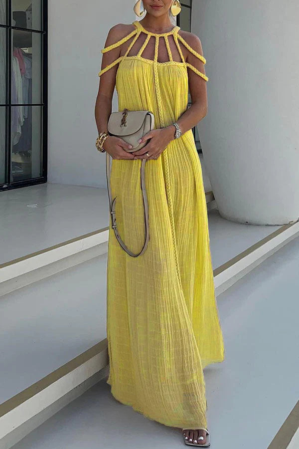 JO | Modern and sophisticated linen blend draped braids cover up maxi dress