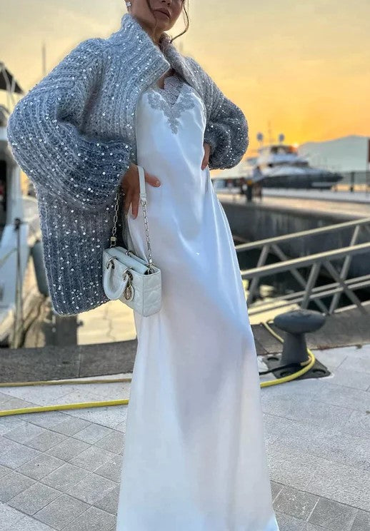 JO | Chic and shiny silk cardigan sweater