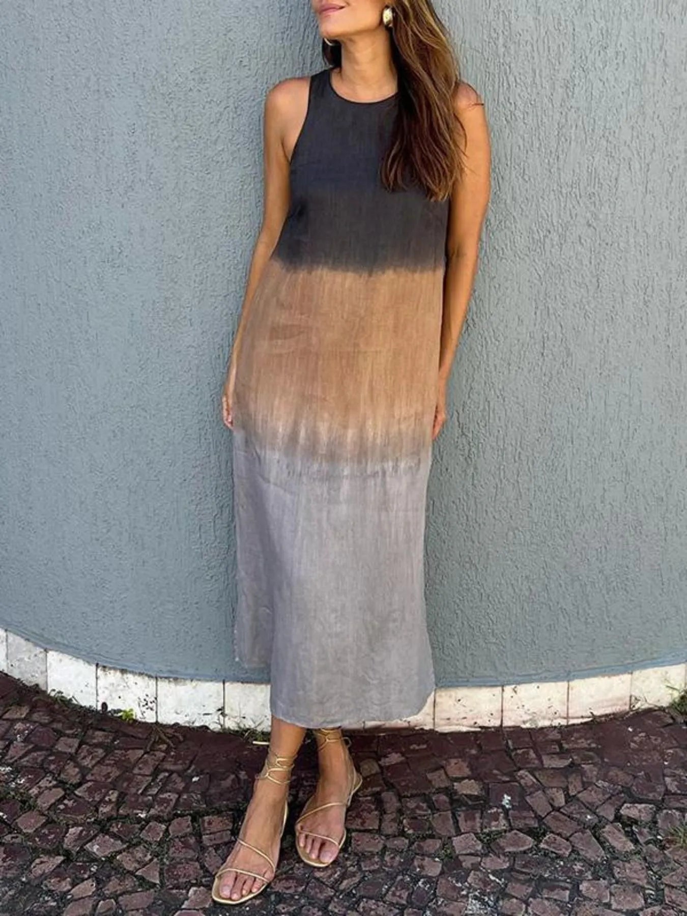 JO | Full Size Sleeveless Gradient Tank Midi Dress Plus Size