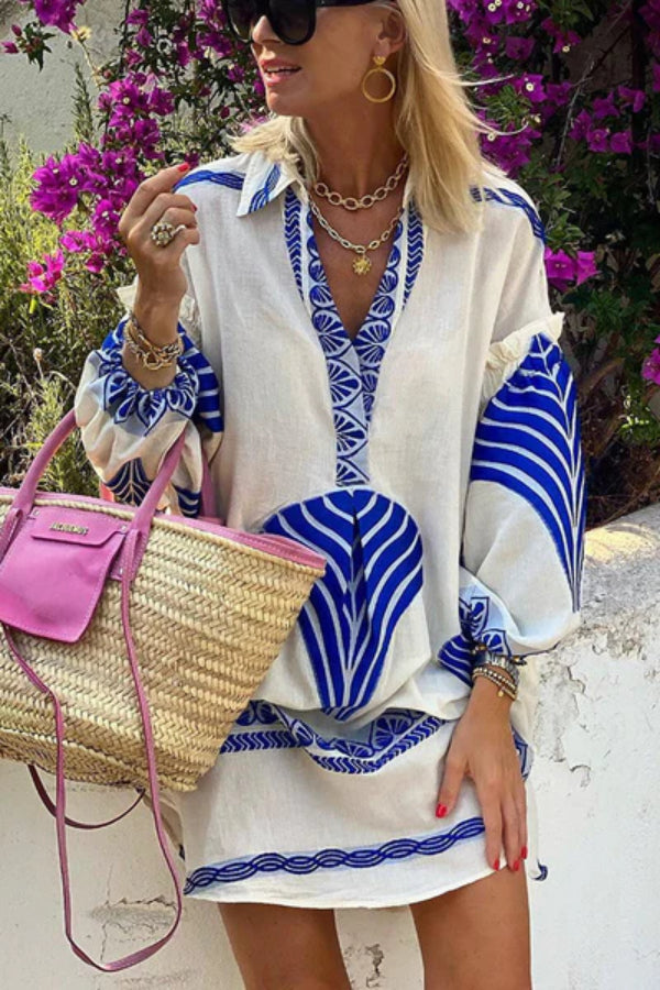JO | Printed tunic shirt mini dress