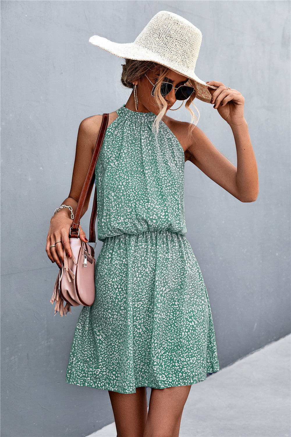 JO | Floral tied sleeveless mini dress