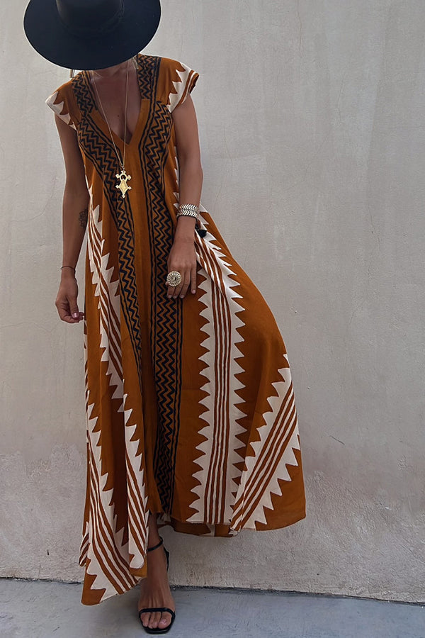 JO | Beach dates Ethno print maxi dress in A-line