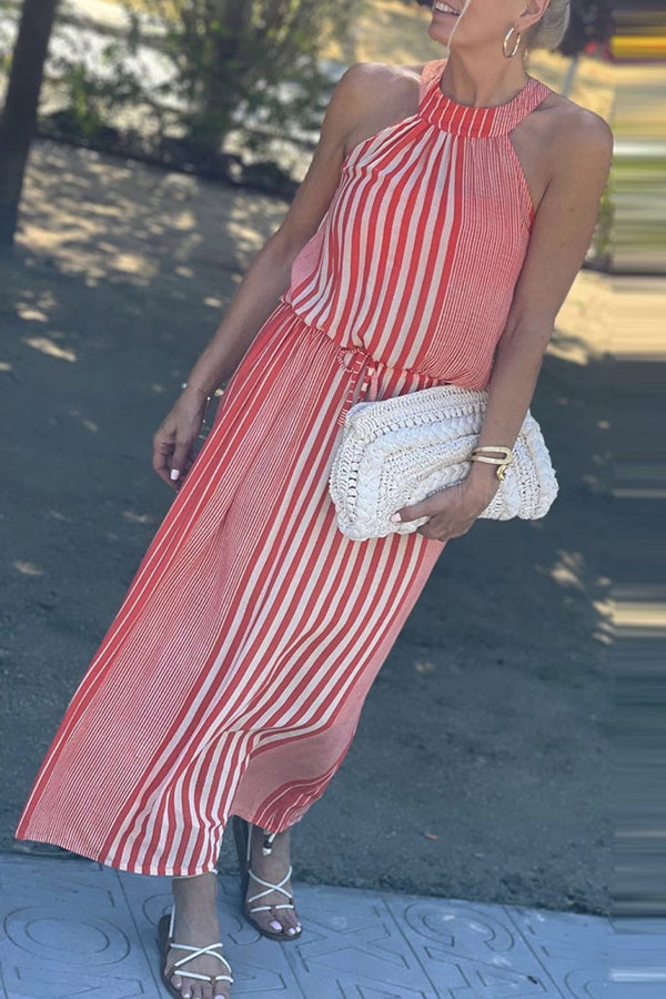 JO | One More Chance Striped midi dress with adjustable waist
