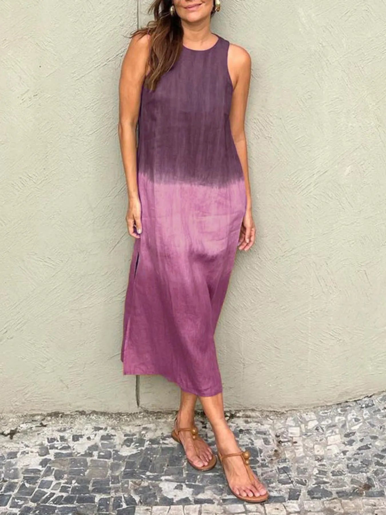 JO | Full Size Sleeveless Gradient Tank Midi Dress Plus Size