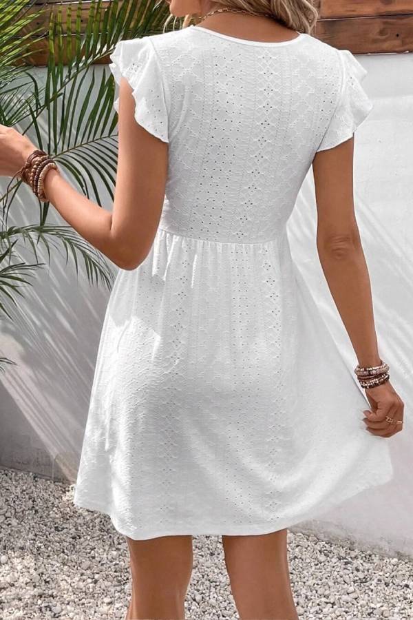 JO | Casual knit jacquard neckline mini dress