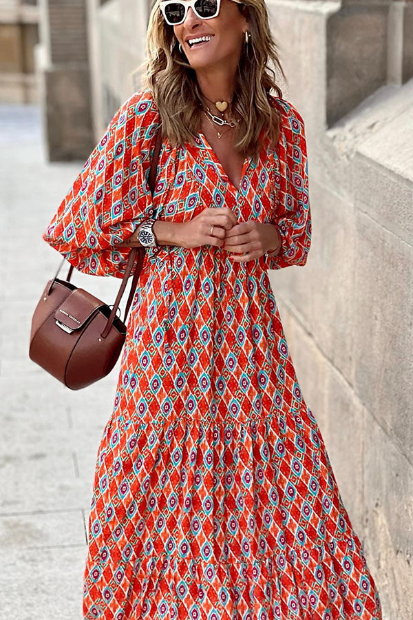 JO | Midi dress with puff sleeves