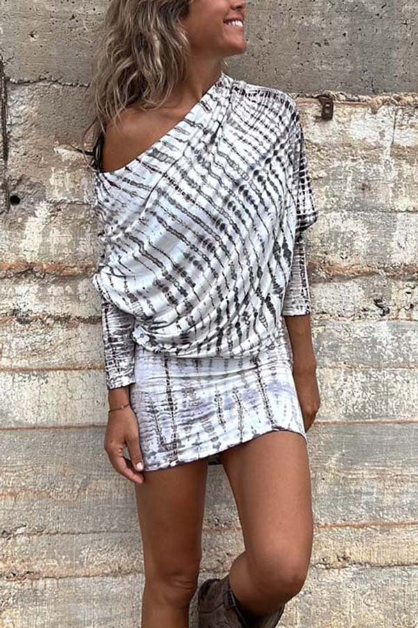 JO | Country Mile Tie-dye Print Dolman Sleeve Stretch Mini Dress