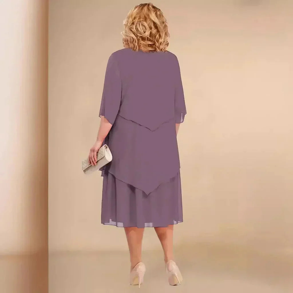JO | MIDI DRESS WITH LAYERED HEM.