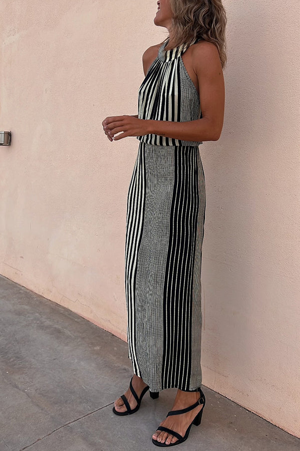 JO | One More Chance Striped midi dress with adjustable waist