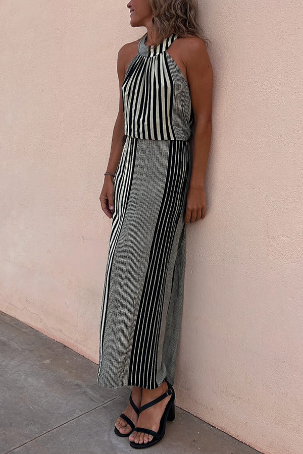 JO | One More Chance Striped midi dress with adjustable waist