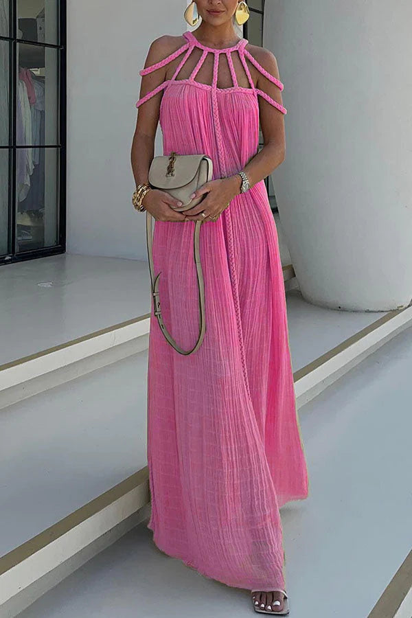 JO | Modern and sophisticated linen blend draped braids cover up maxi dress