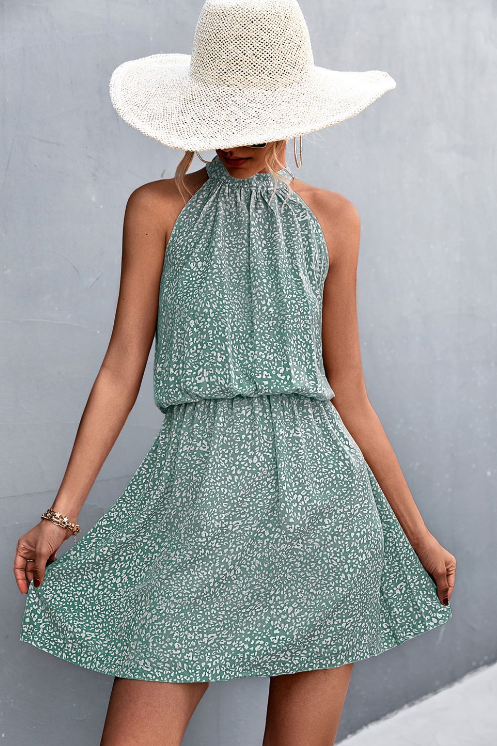 JO | Floral tied sleeveless mini dress