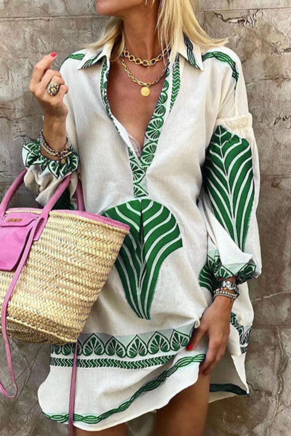 JO | Printed tunic shirt mini dress