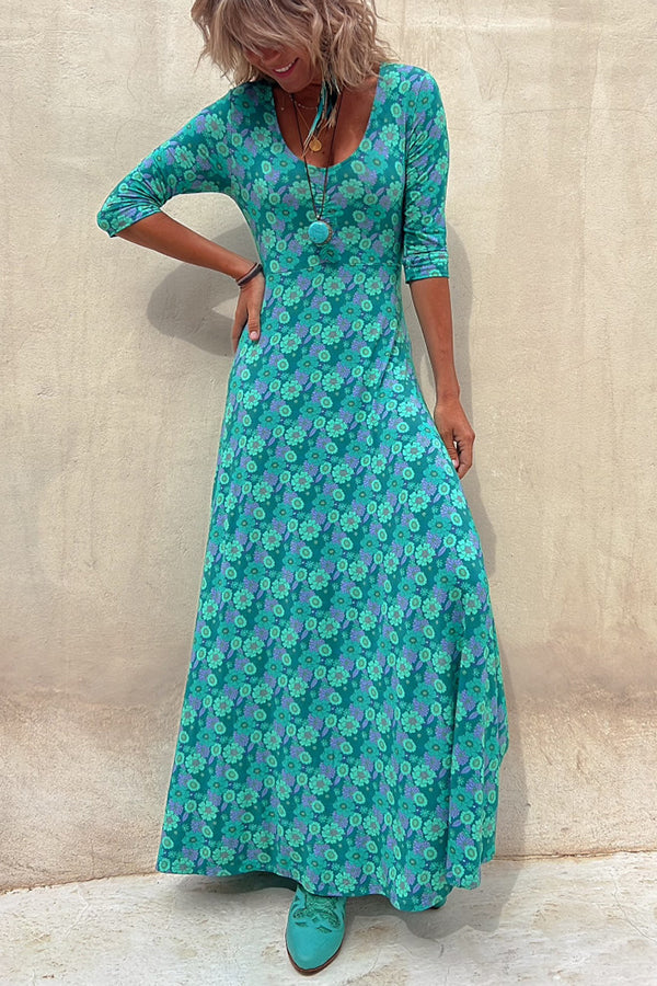 JO | Iconic Crush Floral Half Sleeve Elasticated Maxi Dress