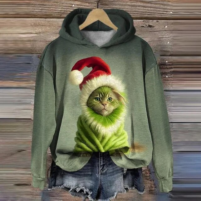 JO | Casual hoodie with stylish cat print