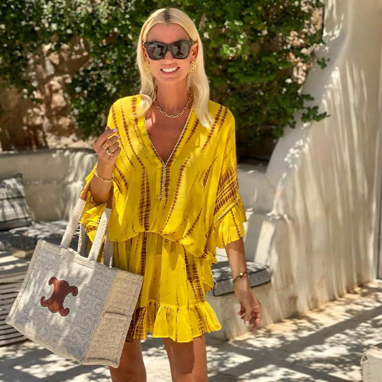JO | Chic mini dress with high V-neckline