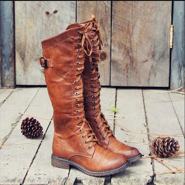 JO | Vintage knee-high lace-up boots