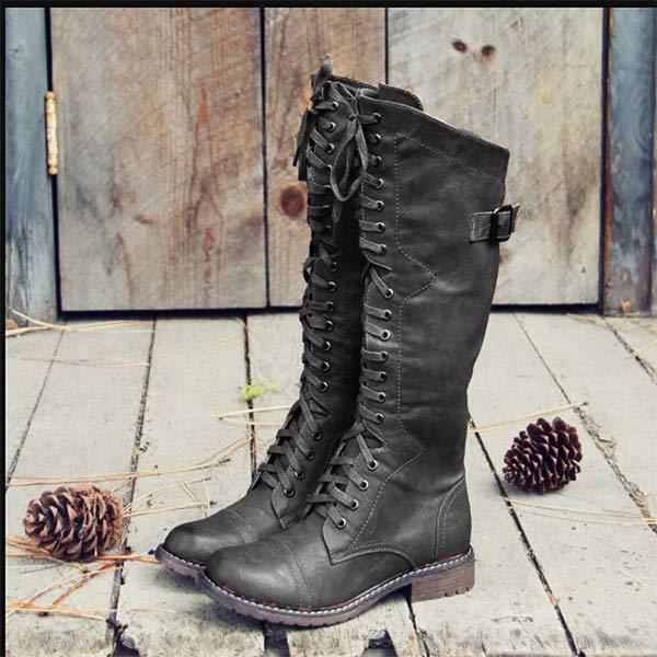 JO | Vintage knee-high lace-up boots
