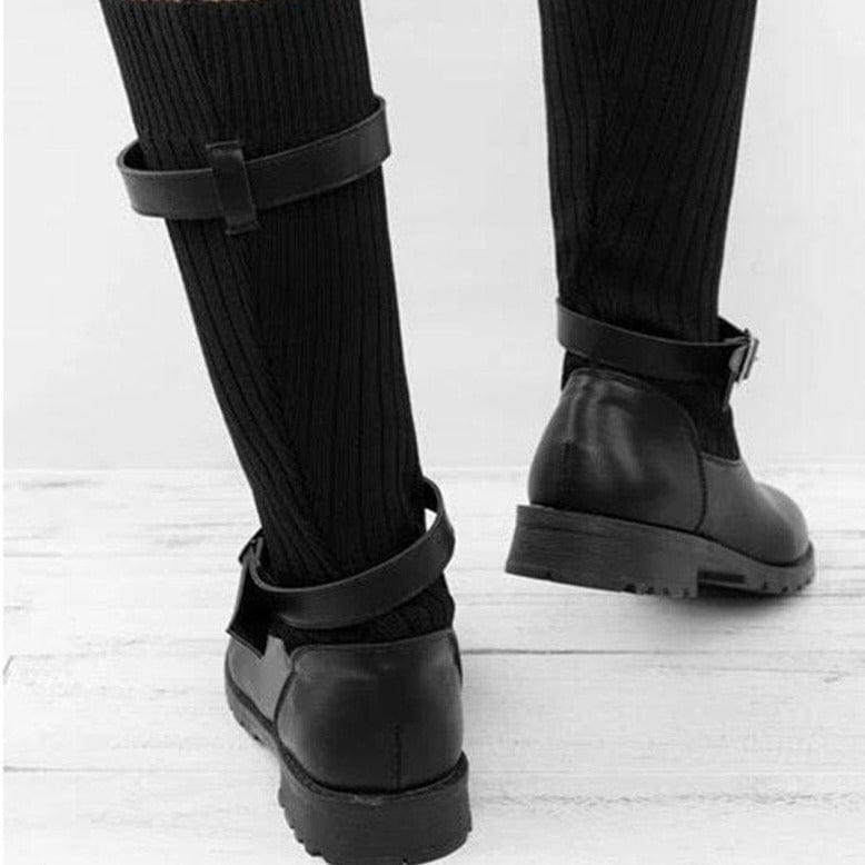 JO | Warm wool knitted leather boots for women