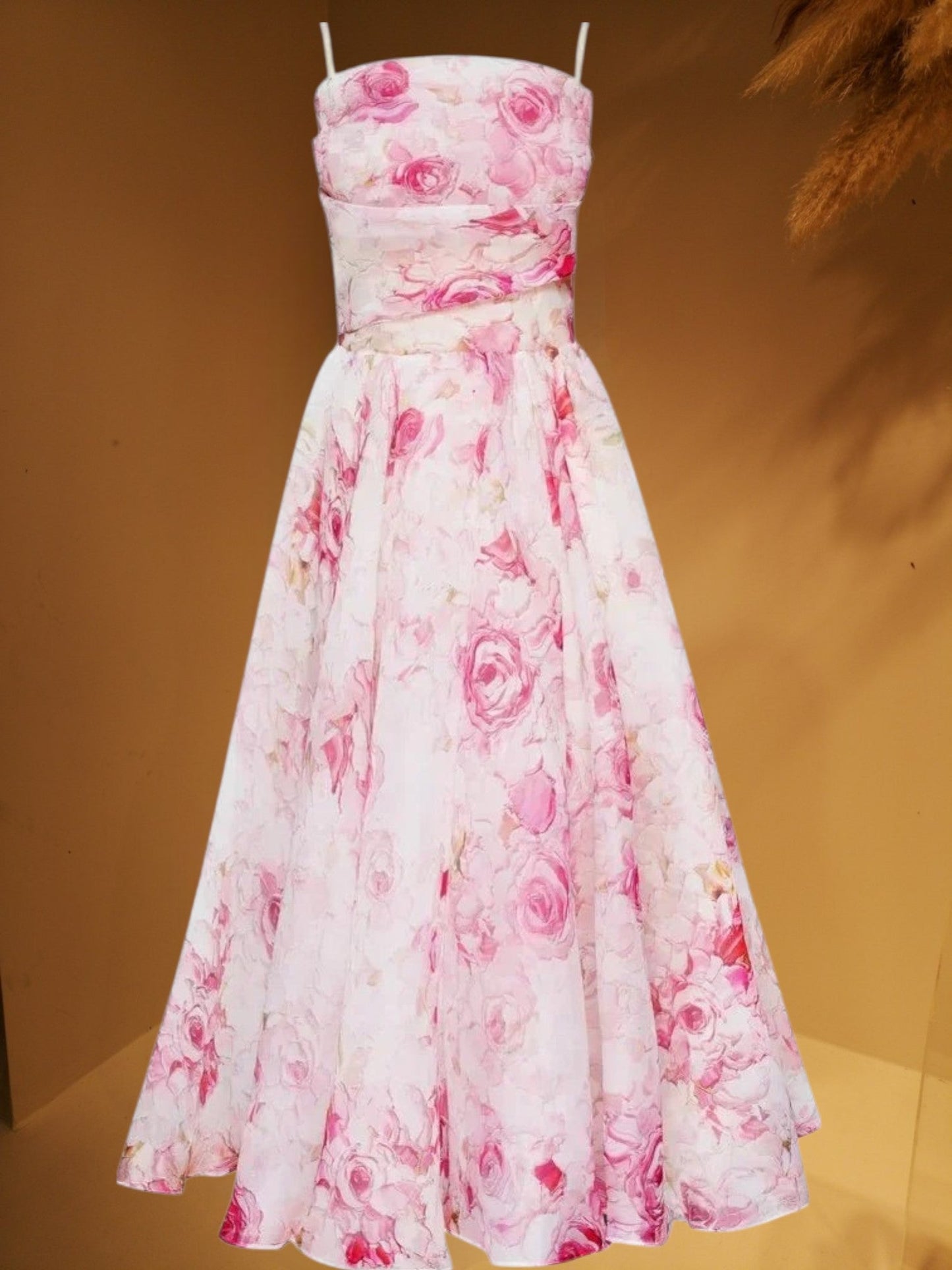 JO | Sleeveless midi dress for women with floral print and structured fit