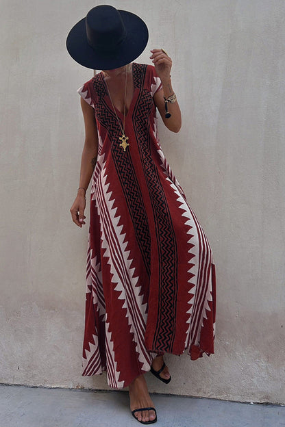 JO | Beach dates Ethno print maxi dress in A-line
