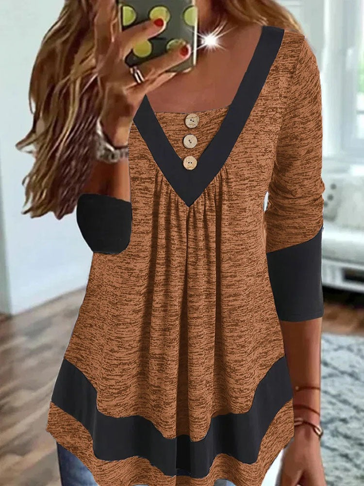 JO | Casual women's T-shirt with V-neck and pullover print
