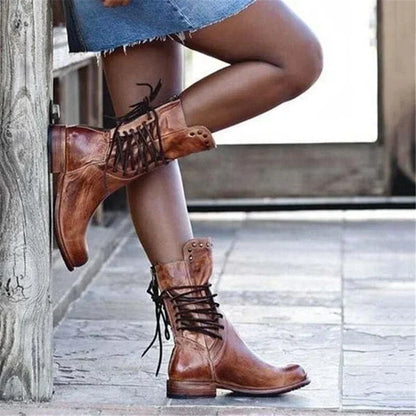 JO | Vintage leather lace-up boots