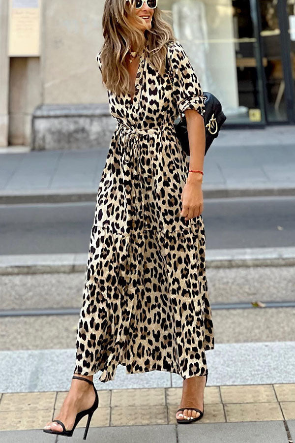 JO | Sipping In Sedona Leopard Shirt Maxi Dress