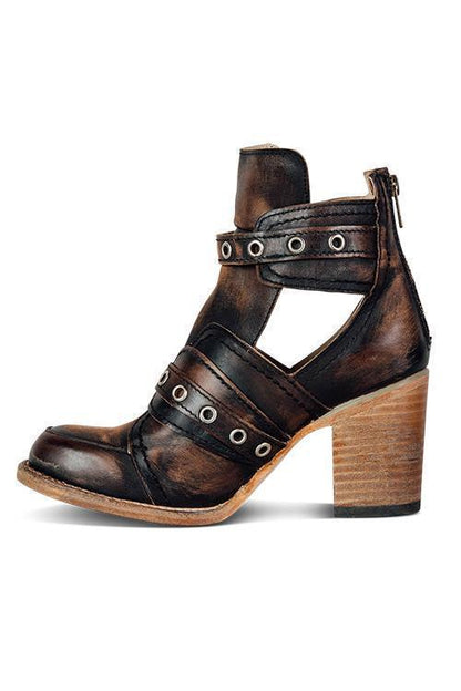 JO | Rustic ankle boot with block heels
