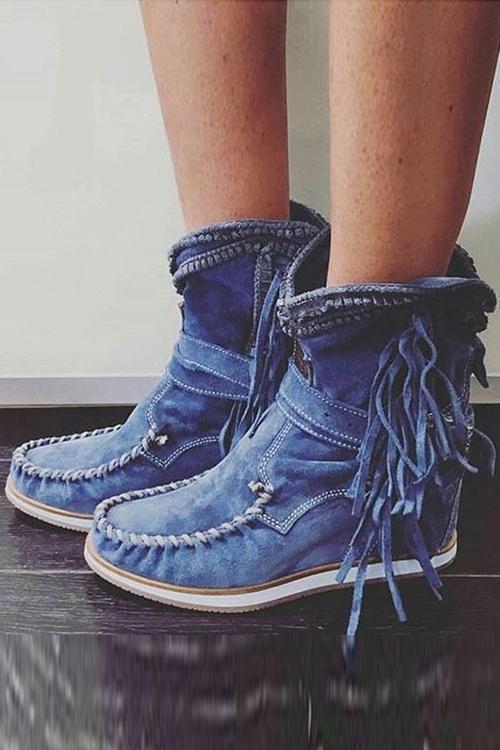 JO | Suede moccasin boots with fringes