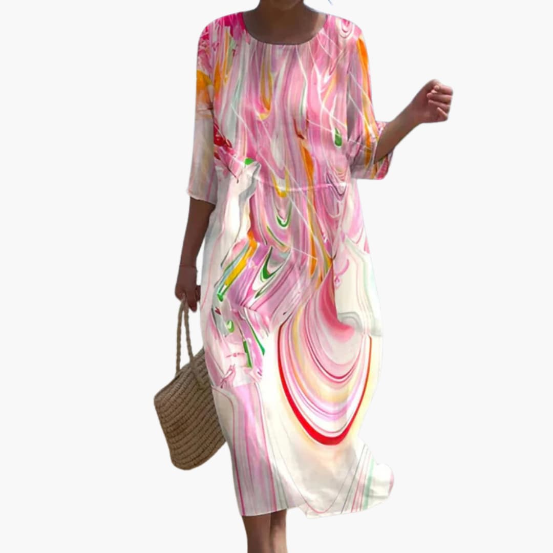JO | Women's floral midi dress with 3/4 sleeves for summer