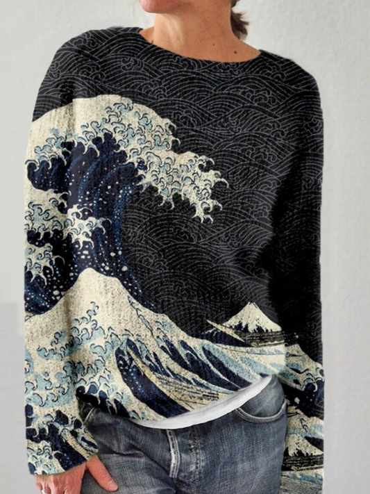JO | Elegant sweater with printed wave pattern