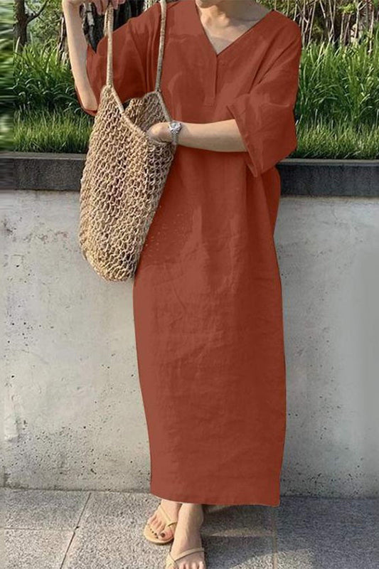JO | Casual Solid V-Neck One Step Skirt Dresses(4 Colors)