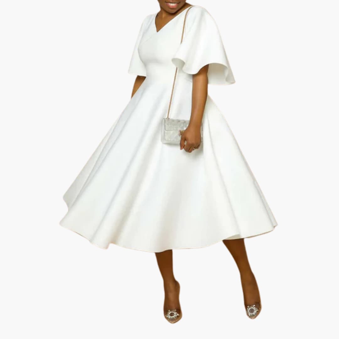 JO | Women's summer midi dress with pockets and short sleeves