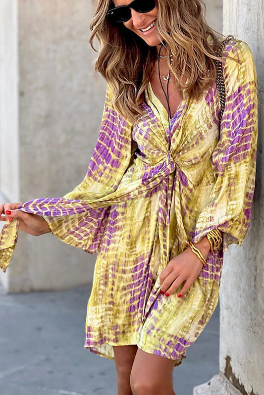 JO | Take Me Away Tie-dye Print Tie Waist Mini Dress
