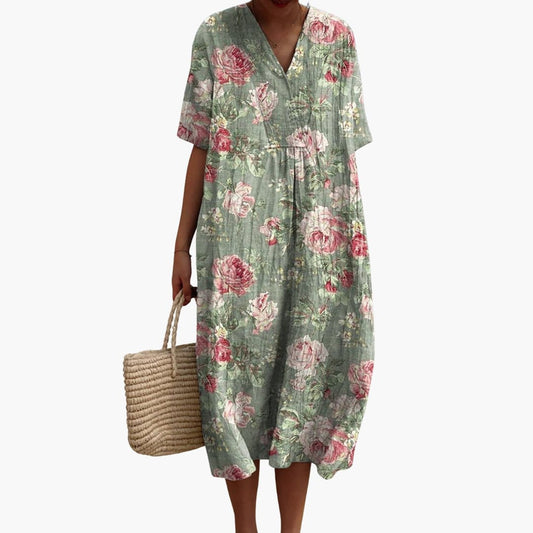 JO | Women's short sleeve floral midi dress for summer wear
