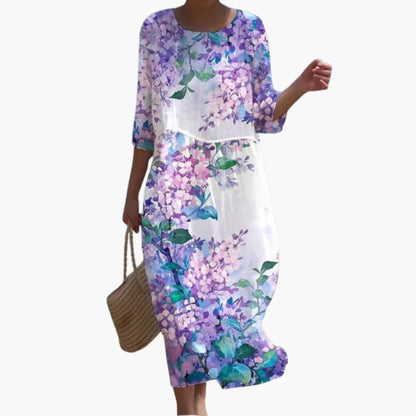 JO | Women's floral midi dress with 3/4 sleeves for summer